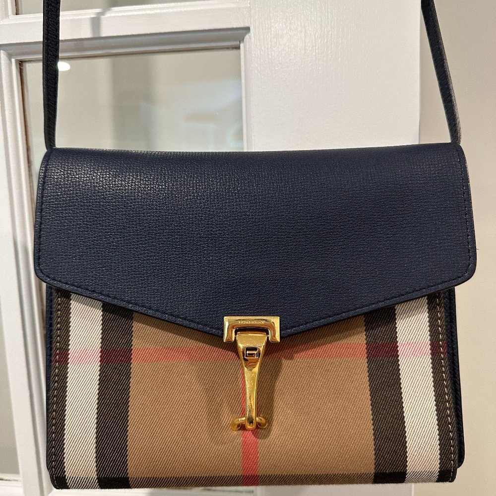 Burberry Macken Crossbody Bag Leather and House Check Canvas Small